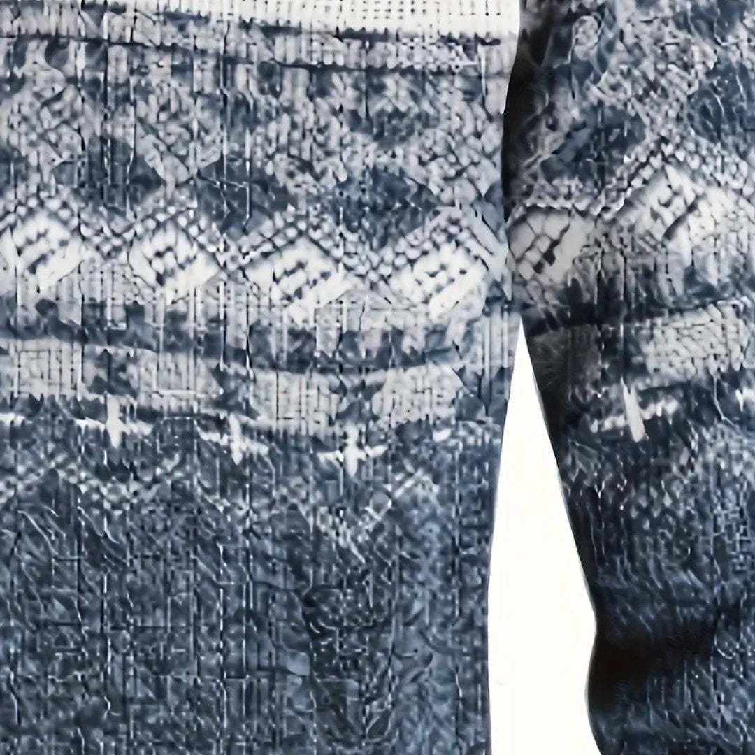 Men's Knitted Sweatshirt – Geometric Pattern Sporty Jumper