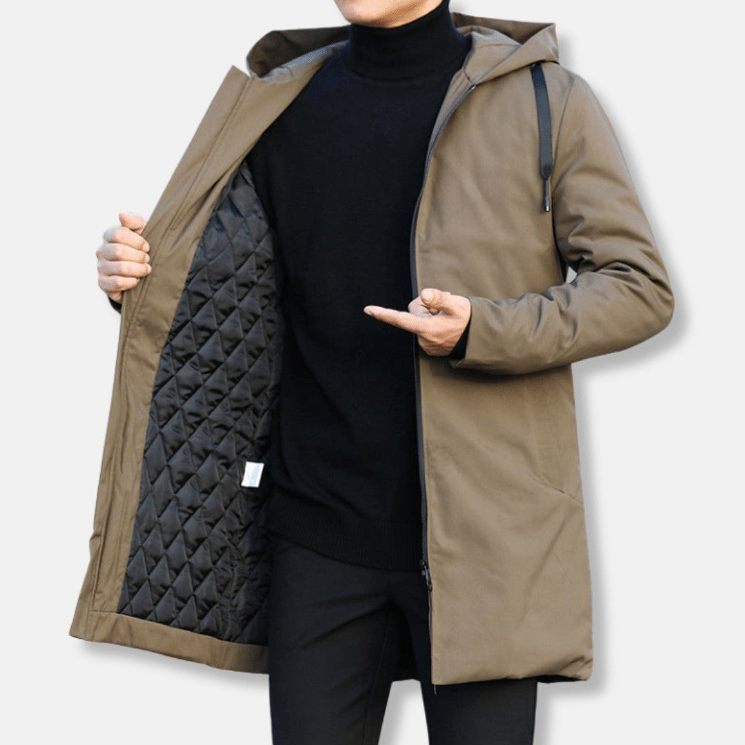 Men's Quilted Winter Coat – Hooded Insulated Padded Warm Jacket