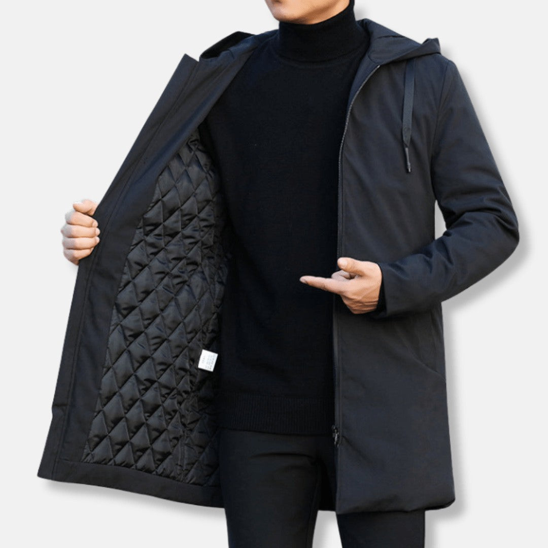 Men's Quilted Winter Coat – Hooded Insulated Padded Warm Jacket