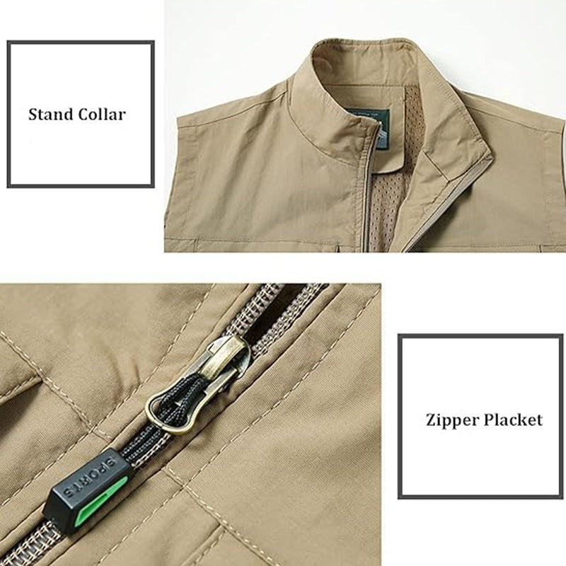Travel Work Vest – Men's Lightweight Breathable Utility Vest