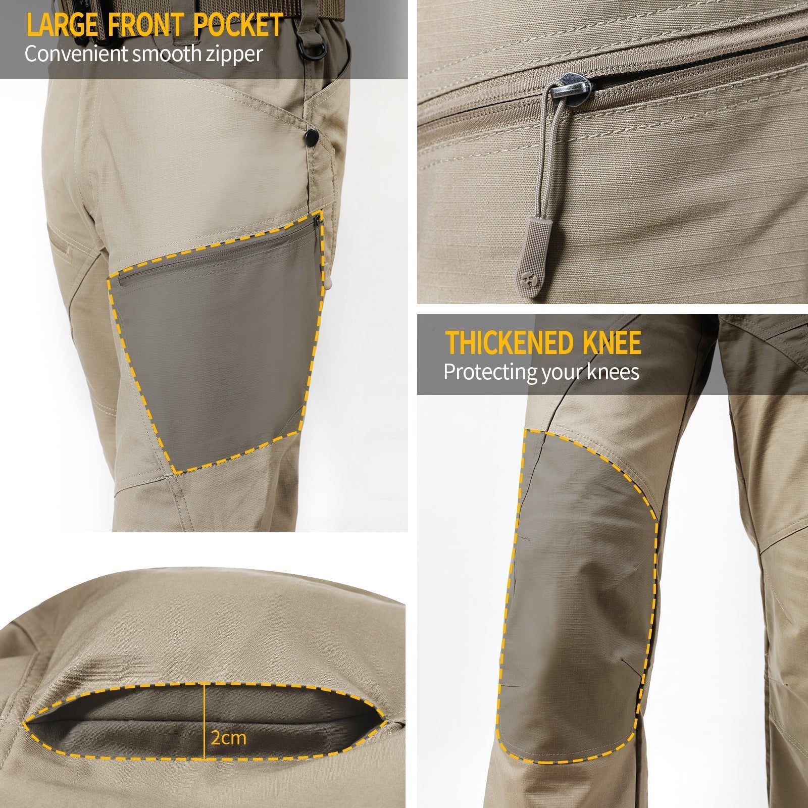 Tactical Trousers – Men's Khaki Stretch Cargo Combat