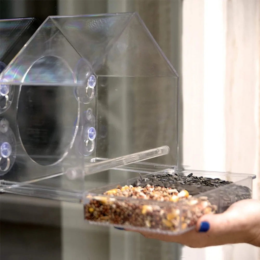 Window Bird House – Clear Suction-Cup Bird Feeder