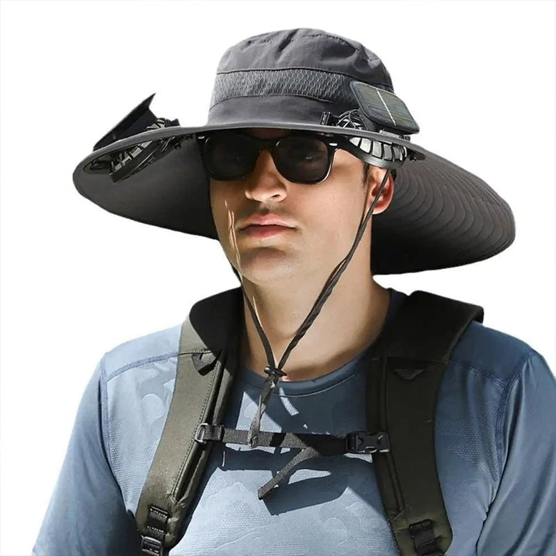 Solar Fan Sun Hat – Wide Brim UV Protection, USB Rechargeable