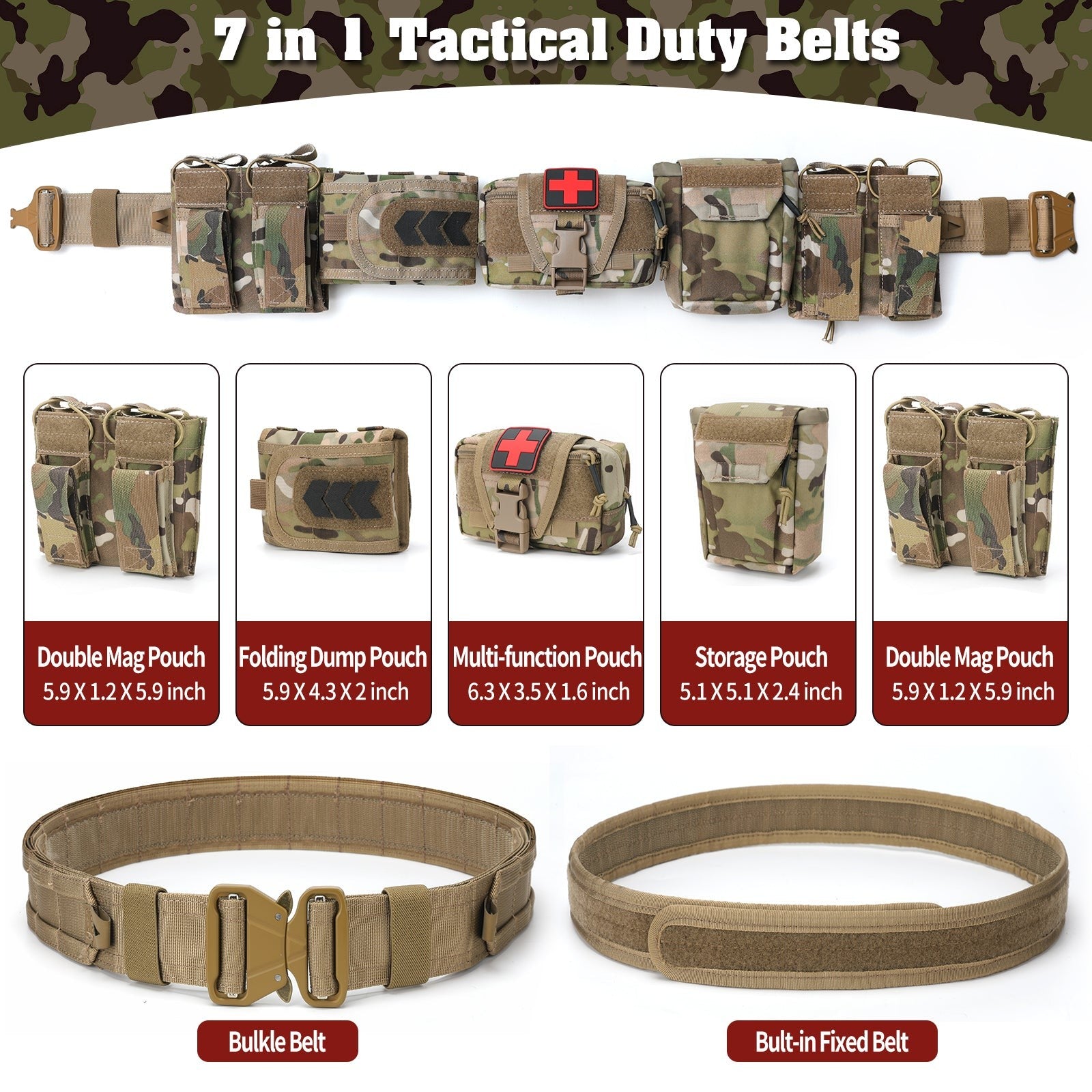 Tactical Duty Belt – Men's 5-in-1 Quick-Release Combat Belt