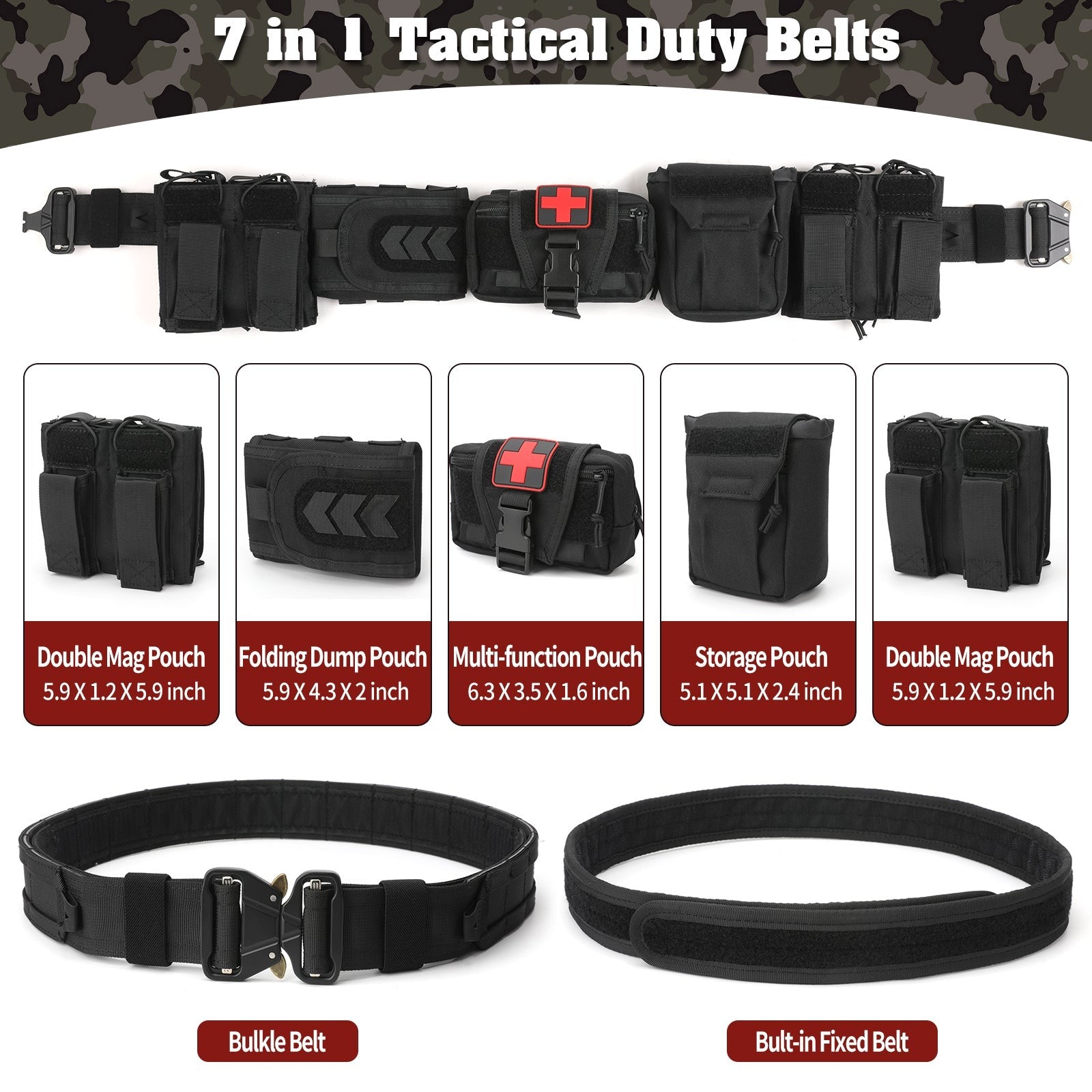 Tactical Duty Belt – Men's 5-in-1 Quick-Release Combat Belt