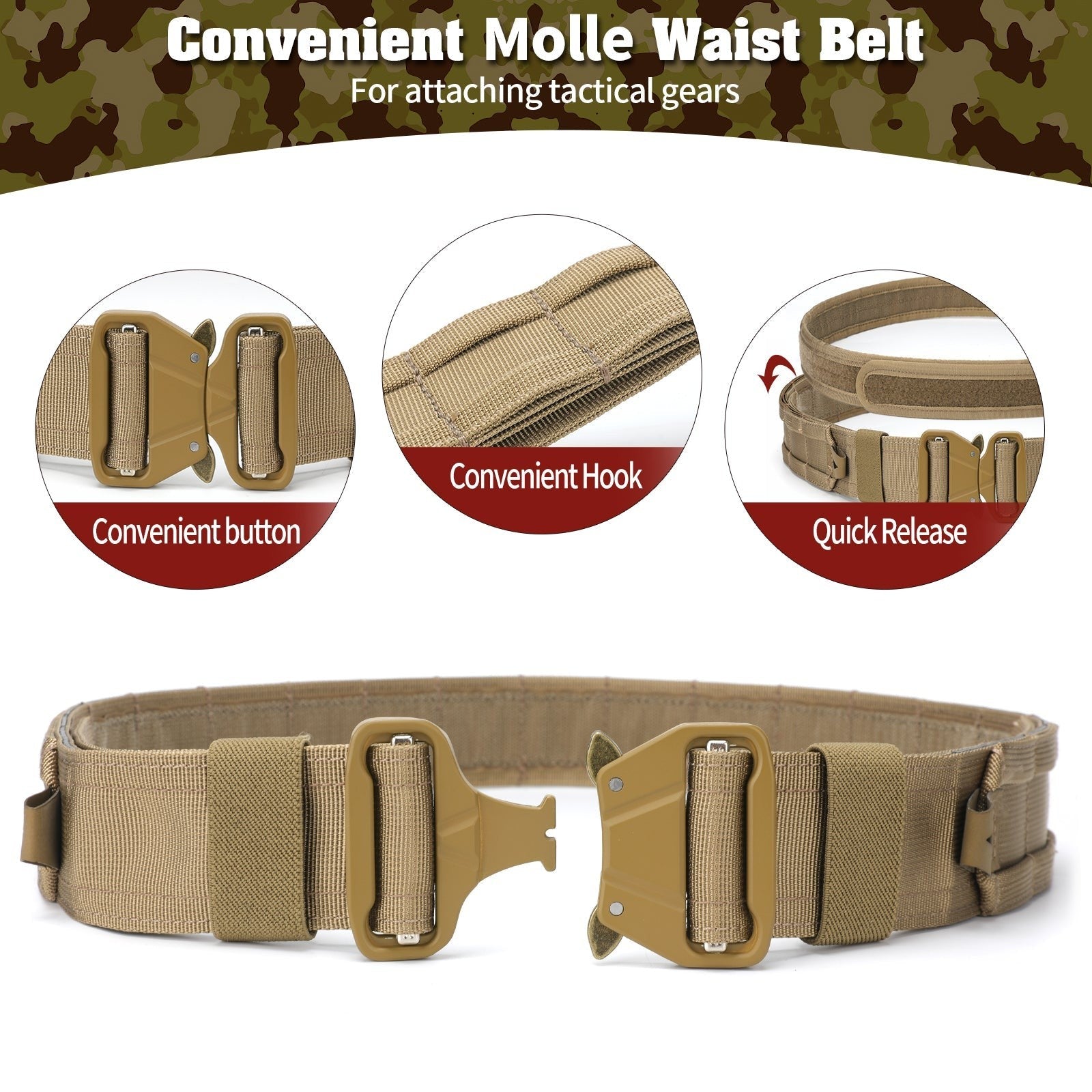 Tactical Duty Belt – Men's 5-in-1 Quick-Release Combat Belt