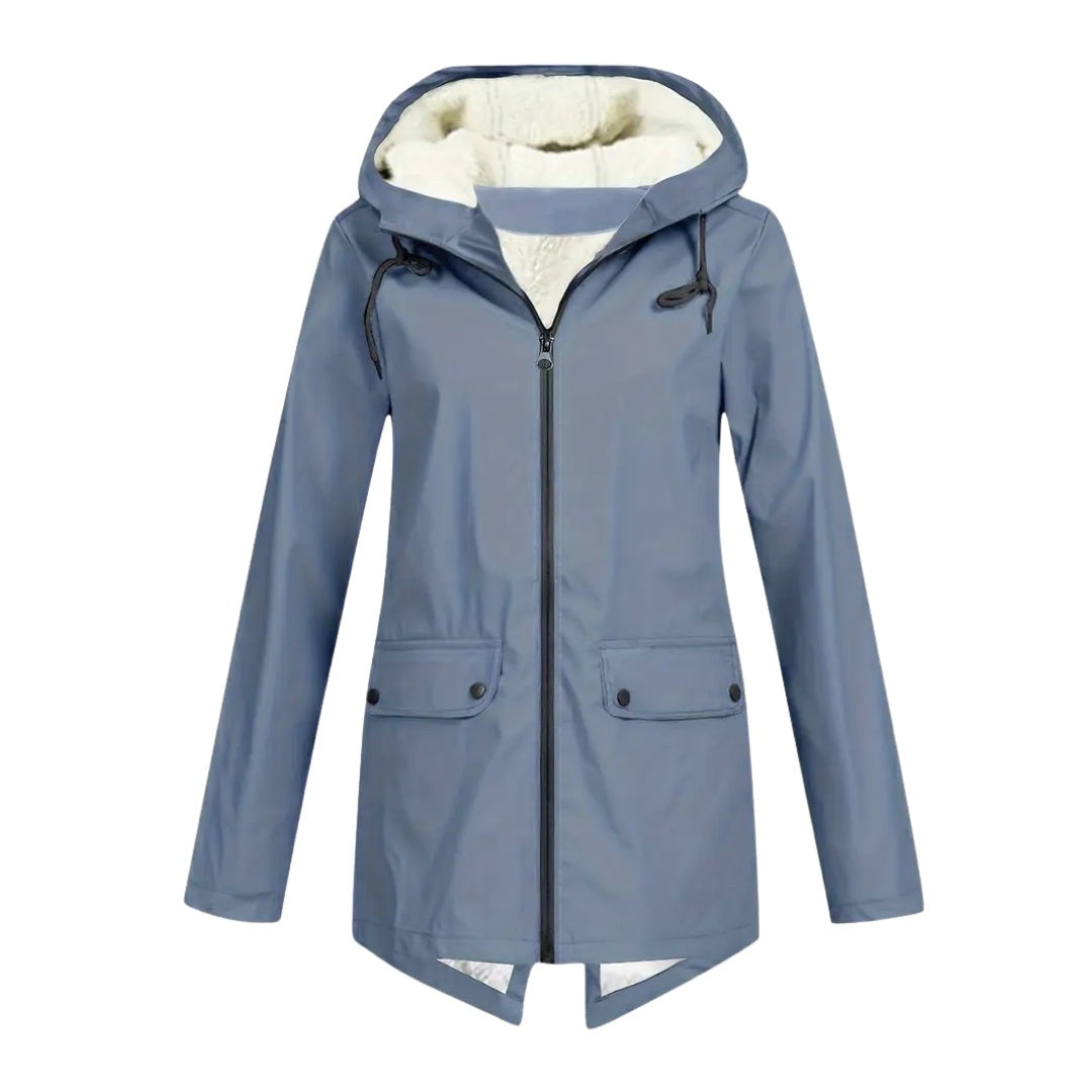 Women's Waterproof Jacket – Fleece-Lined Hooded Rain Coat